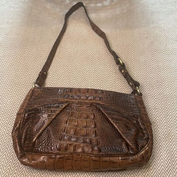 Brahmin Brown Leather Croc Small Shoulder Purse - Picture 7 of 10